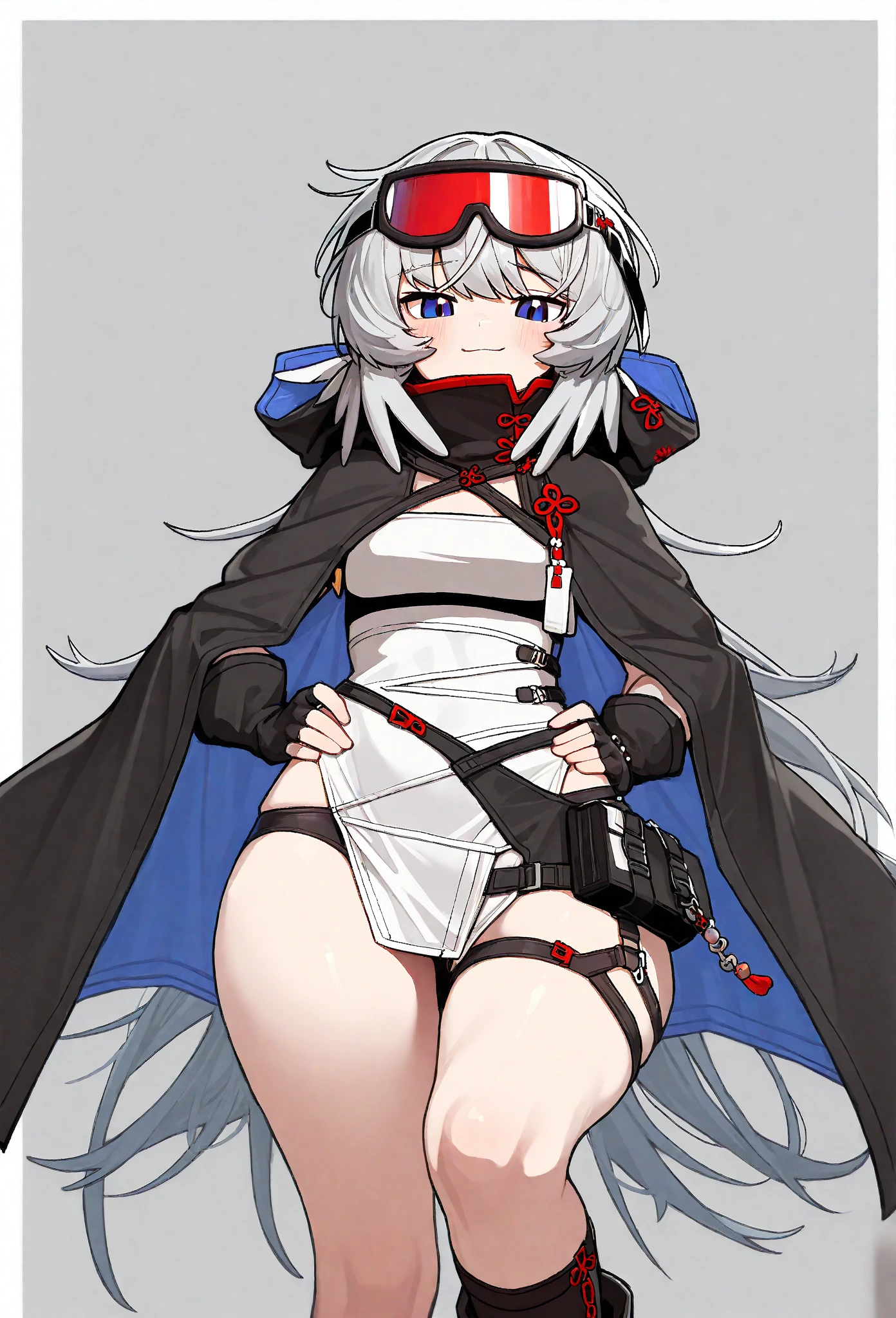 1girl, W \(arknights\), arknights \\\\\ masterpiece, best quality, very aesthetic, absurdres, newest \\\\\\ slim body,///// ,by nyantcha,cutesexyrobutts , by khyle,,////// ,,solo,, , ,,detailed face, , ,, , , , , beautiful face, (white background:1.2), , sexy, , orange eyes, , , rating:nsfw,,big tits,), in the center of the frame,,short hair, ,lingerie garter belt,, black openwork bra, wears a lab coat, hands in pockets stockings,