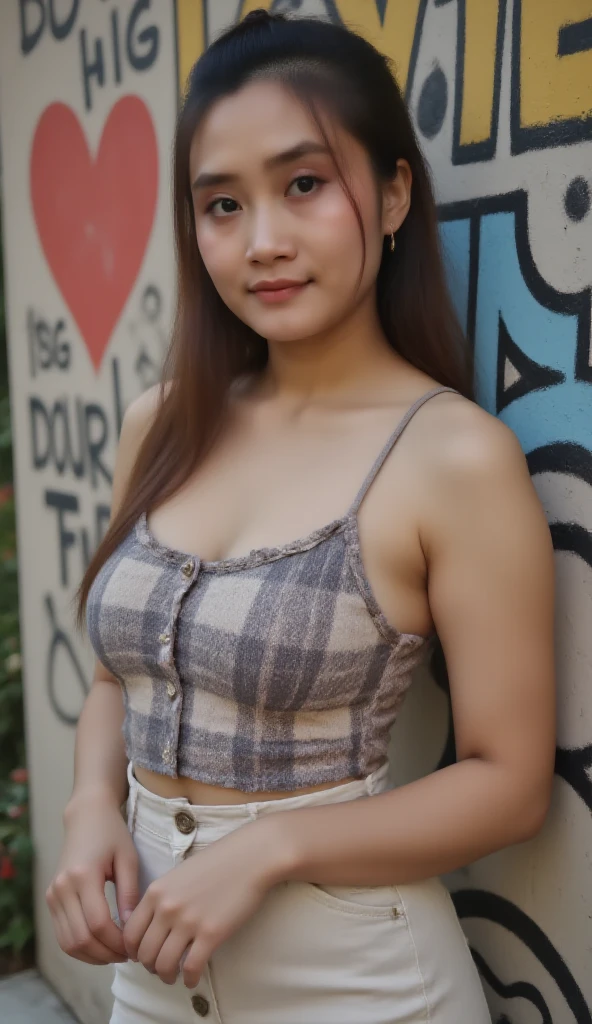 ((best quality)), ((masterpiece)), (detailed), perfect face, araffe woman in a long dark-blue shirt and blue denim skirt walking down a street, thicc, wavy short hair , she has a jiggly fat round belly, bbwchan, wearing tight simple clothes, skinny waist and thick hips, widest hips, her belly is fat and round, soft curvy shape, hyperrealistic full figure, wearing a cute top, wide hips, wearing 10 bracelet , wearing huge diamond necklace
