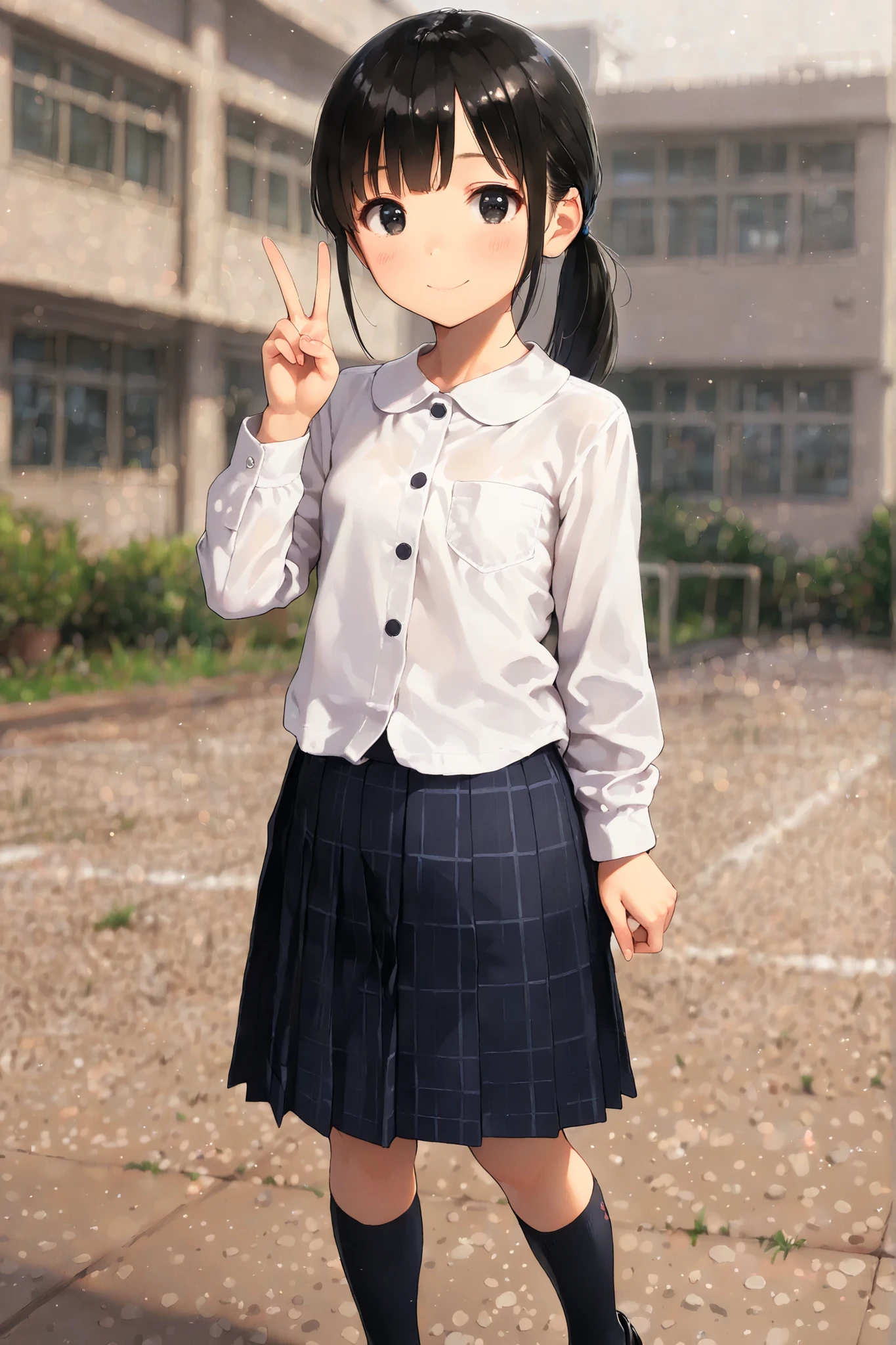 best quality,masterpiece,1girl,solo,(((NSFW))),(((9years old))),japanese girl,an extremely cute and beautiful girl,highly detailed beautiful face and eyes,petit,cute face,lovely face,baby face,shy smile,show teeth,black hair,medium long hair,Hairless pussy,flat chest,skinny,slender,(((wearing a wet transparent white short shirt and grey mini skirt))),(((standing in a school yard))),she is looking at the viewer,hands lift up dress,(upskirt above the waist:1.1),(no panties:1.1),(legs spread wide:1.1),(no bra:1.1)