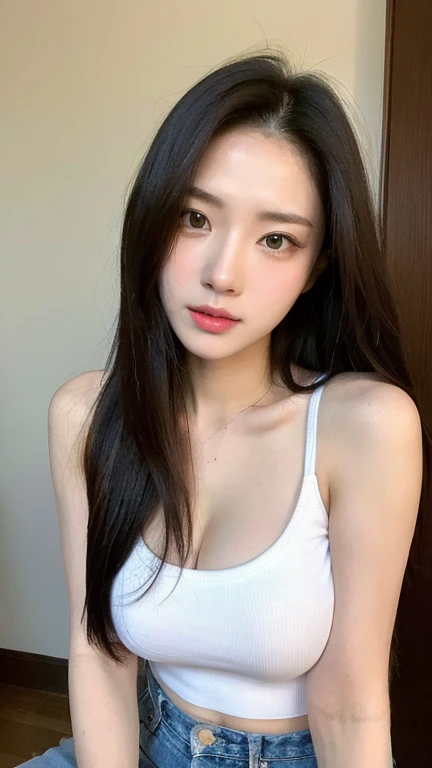 photorealistic, high resolution, 1 women, solo, hips up, look at viewer, (detailed face), white hair, long hair, cosplayer, tifa