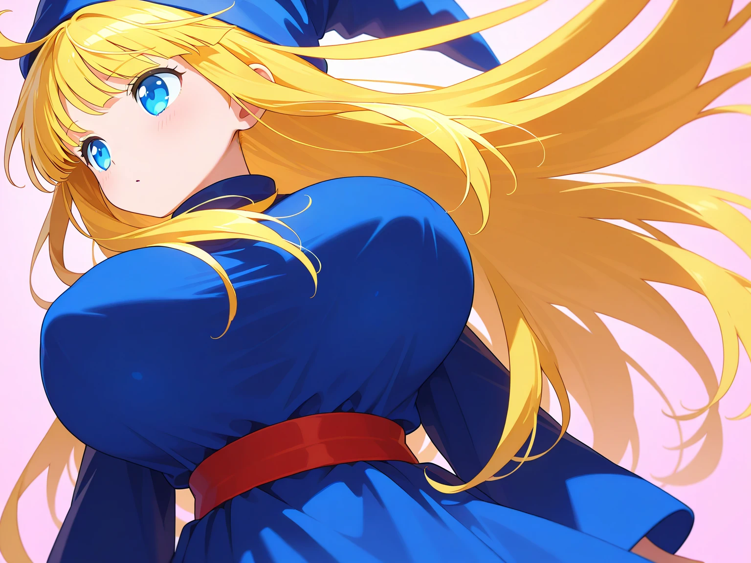 NSFW, 1Woman, ((best quality)), ((masterpiece)), (detailed), beautiful face, (((angry expression))), (defiance512:1.2), (((medium wavy hairstyle))), (((blue conservative dress outfit))), (((plain sky background))), big blue eyes, ((blush cheeks)), evil grin dominant expression, (((standing dominant pose))), (((blonde hair colour))), (((bright glowing hypnotic blue eyes))), (((skinny figure))), intense seductive gaze, contrasting soft skin, (lighting:1.2), 4:3 aspect ratio, full body, medium-size concealed