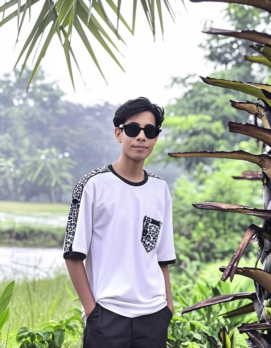 Create a teenager boy who wear a Rohan name tshirt and wearing casual shoes and jeans and