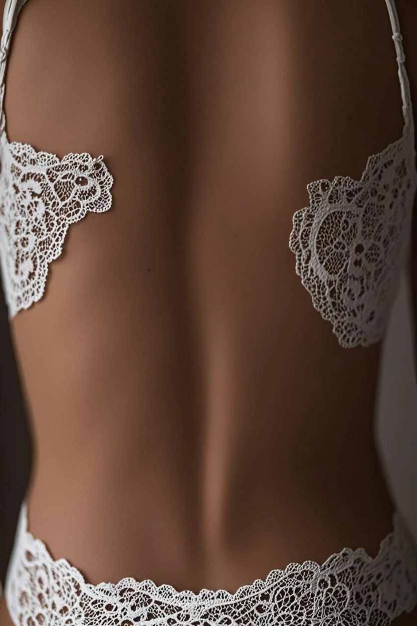 from behind, think back, 1 female, mature, detailed eye, double eyelid, lip details, Brunette bob cut hair, detailed pupil, (arched back), (big breasts:1.4), ((good, panties, stockings)), luxury resort hotel, (Photoreal:1.4), (best image quality), (ultra high resolution), 8k, Raw photo, (masterpiece)