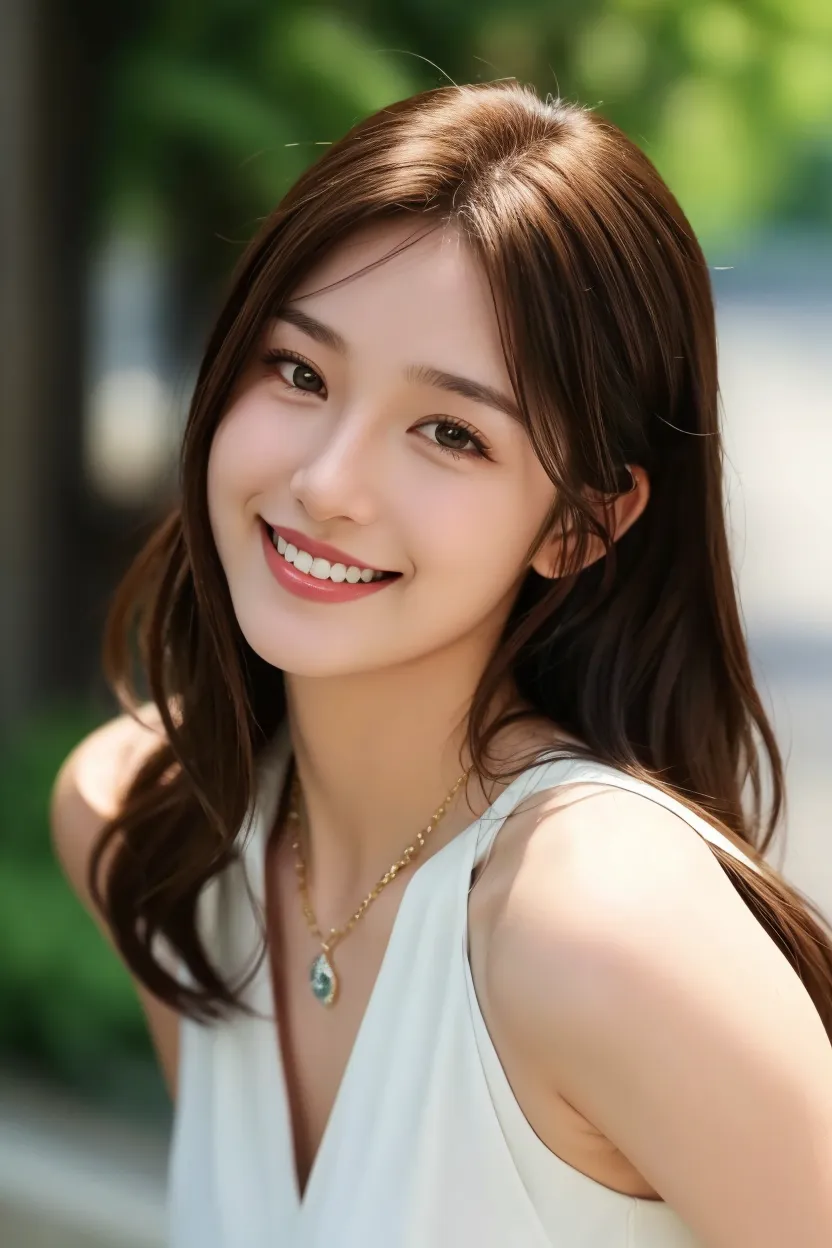 ((Best quality, 8k, Masterpiece :1.3)), 1girl, smiling, full body, slim face, Pretty woman, (Dark brown hair), The bikini :1.1, Ultra-detailed face, Detailed eyes, Double eyelid, blur background, slim face, city, outside, street,