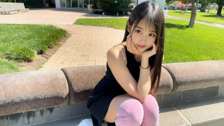 Highest quality,Very cute girl、beautiful girl、Sitting、Spread your legmile,from below