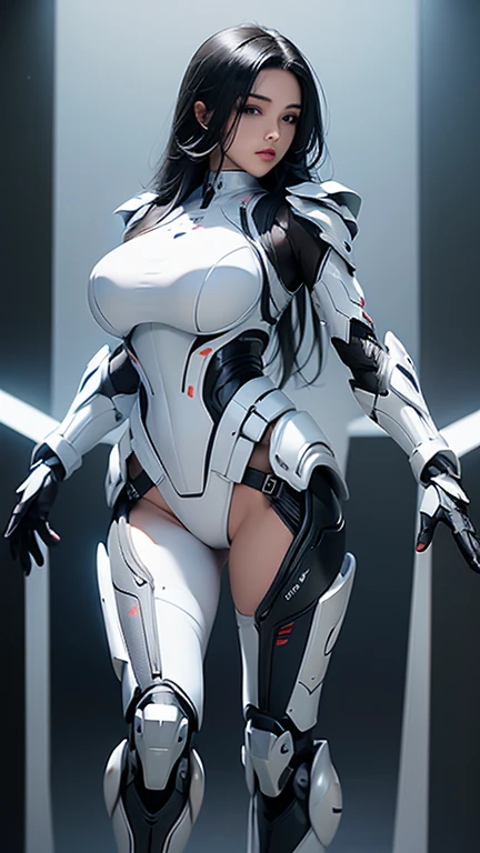 (From the front:1.5), (1机械女孩:1.5),whole body, Solitary, Slim waist, Thick thighs, (machine made joints:1.2),(Mechanical limbs:1.1),(Blood vessels connected to the tubes),(A mechanical vertebrae attached to the back),(Mechanical cervical fixation), Light on armor, Mecha head mirror, (Glowing arm:1.5), (Laser Eyes:1.5), Poker face, Huge breasts,
rich and colorful,Human Development Report, Ray Tracing, nvidia RTX, Super Resolution, Unreal 5, Subsurface scattering, PBR Textures, Post-Processing, Anisotropic filtering, Depth of Field, Maximum clarity and sharpness, Rule of Thirds, 16K Raw, (Glowing particles:1.4), Extremely detailed的 CG, Unity 8K wallpaper, 3d, lighting, lens flare, Reflection, Clear focus, Cyberpunk Art, Practical, highly detailed CG illustration, Extremely delicate and beautiful, light, (photoPractical:1.5), (Dark background:1.5),Dynamic Angle, masterpiece, best quality, Extremely detailed, illustration, 详细的light, dramatic_shadow,face shadow,Very detailed,The best show,