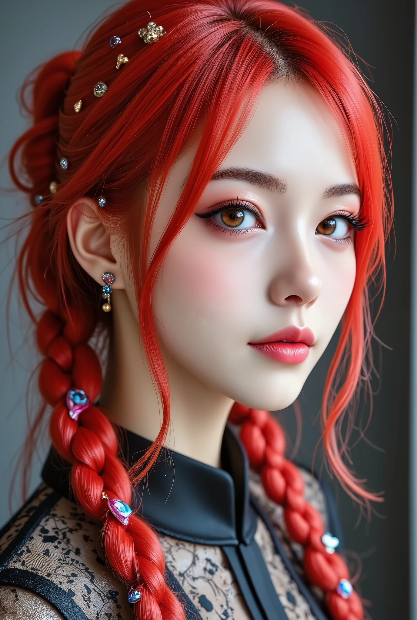  { [Style: "masterpiece, realistic, (photorealistic Realism), ultra-detailed, Hyper high resolution" - "(Hyper quality, intricate ultra-detailed digital art)"](Key Directive: - ("The priority is the anatomical accuracy and texture of the materials" - "Ultra-sharp human eyes with biological accuracy") "{Eyes:(acid-resistant terminology)(macro-details:1.3): Moist corneal surface(visible aqueous layer:1.2)Hyper-detailed iris stroma ((brown:1.3) with gold flecks) Precise limbal ring (slightly neons pigmentation:1.25)Pupil micro-texture (irregular edge authenticity:0.9) * Vasculature in sclera(subtle red veins radiating from limbus)" - "Lashes: blue individual synthetic fibers (crosshatched roots:1.2,clump-free separation)" | Hair: "red two-braid with split-end realism(neon light diffraction patterns)" | Pose: "combat-ready stance (plausible spinal twist)" Technical Specs:(Optics: - "Zeiss Otus85mm f/1.4 lens(eye refraction calculations:0.66)" - "Shutter Speed:1/500(freeze eye micro-movements)" - "Focus Stacking:7-point coverage on iris plane") (Post-Processing: - "Frequency separation for skin vs eye details" - "Selective sharpening: eyes180%,hair120%" - "Denoise: luminance20,color35(retain corneal speculars)")(Avoid: "pupil distortion, uncanny valley asymmetry, plastic-like wetness") a fairytale-like picture , beautiful princess님, full body photo, A well-drawn fairy tale, beautiful princess, , a fairytale-like picture , Detailed description, A well-drawn fairy tale, Vivid expression , Detailed facial features, Luxurious Outfit, colorful jewelry, graceful posture, Fantastic Backgrounds, magical atmosphere, Sophisticated contrast treatment, Detailed texture expression, Precision drawn with expert craftsmanship, Vibrant colors, Detailed texture expression,(Rendering engine: "Unreal Engine 5 path tracing, 16K texture maps") Anisotropic Filtering,Maximum Sharpness and Sharpness,Albedo and Specular maps,Surface Shading,Precise simulation of light-material interactions }}