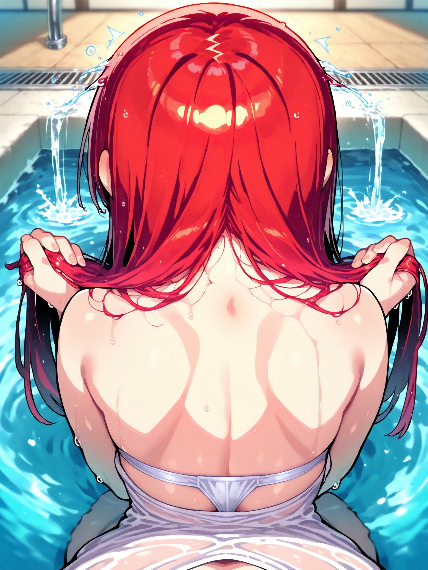 best quality, afterglow, 4k, ((masterpiece)), extremely detailed, 8k, trending on ArtStation, Intricate, High Detail, Sharp focus, 1girl, on fours, on knees, ((view from above)), ass, bare ass, from the front, front view, viewbj penis,