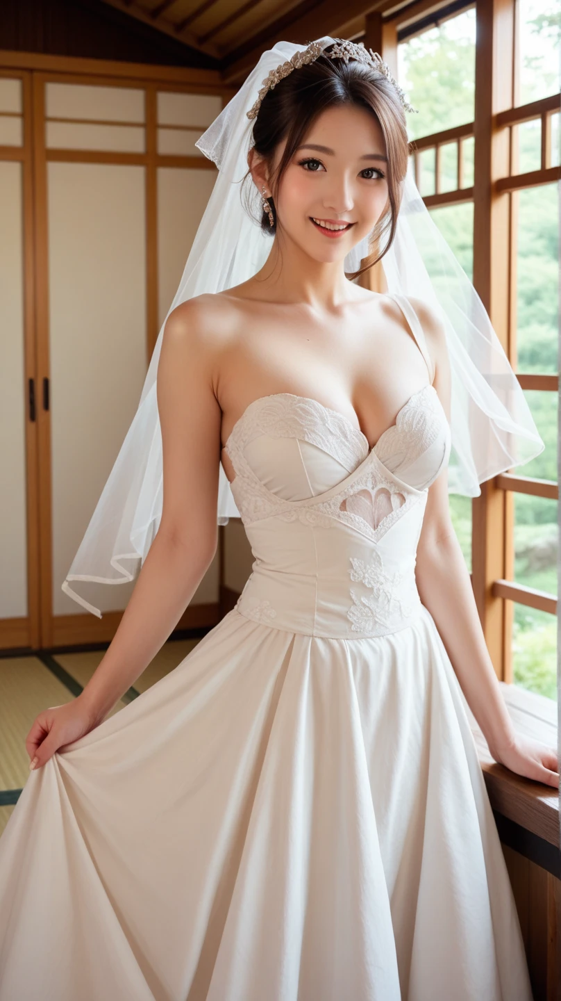 Cowboy Shot、The wind is blowing、In front of the church、sunny、sunny空、Confetti、(Huge breasts:1.4)、(((bride)))、((White Wedding Dress))、((Wedding Style))、(((congratulations on your wedding)))、Highest quality,(RAW Photos:1.2)、(Realistic:1.4),(High resolution:1.4), 1 person, Written boundary depth,, Exquisitely crafted,8k, Very detailed, Perfect lighting, Spectacular Background、((Delicate painting)),(の詳細なRAW Photos),(Highest quality:1.6), (超High resolution:1.5), (Realistic:1.75), 8k解像度, Canon EOS R5, 50mm, Very detailedな,Cinema Lighting,(((Skirt Lift)))、((Not wearing underwear))、Lace gloves, Spread your legs