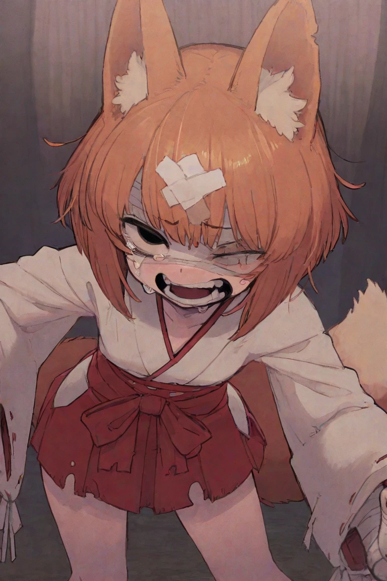 Side view、One Girl、There is a penis in front of you、Huge penis、A lot of shame、驚くほどHuge penis、Black penis、Small breasts、be scared、Furry、Fox、Bukkake in the face、Staring at the penis