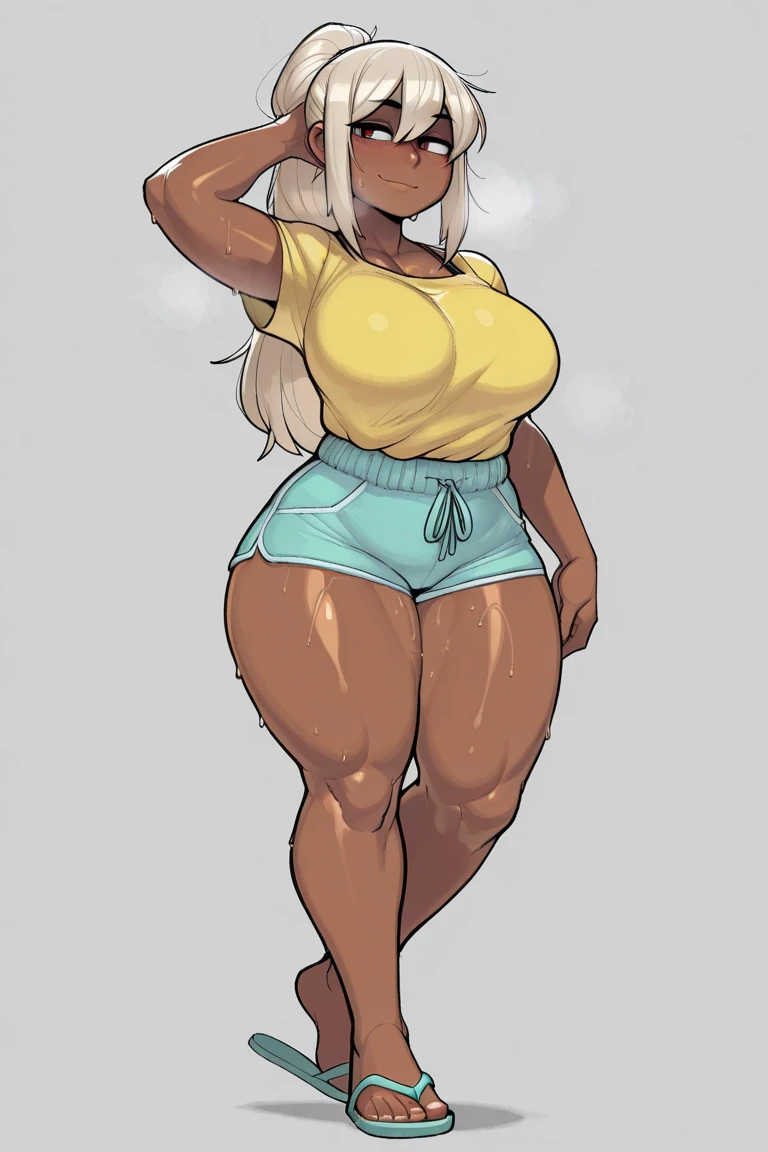 full body in image, full woman, (feet on image), simple hair, female body, all stars Sneakers,, white micro short jeans, short jeans, denim shorts, curvy body, large hips, beautiful woman, thicc body, big thighs, voluptuous body, full thick body, dinamic pose, curve body. detalied pose, body, simple background, expressive face, focus on face, line art, sketch