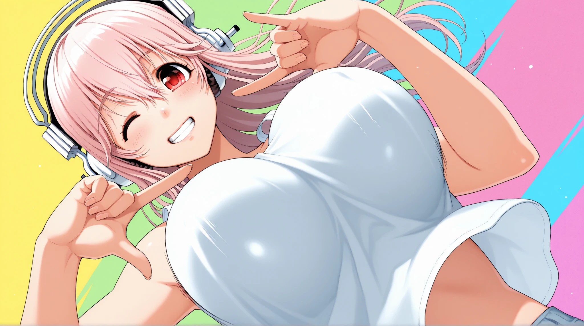 (score_9,score_8_up,masterpiece,best quality, highres, source_anime, anime screencap,anime coloring, megami magazine,:1.2), BREAK source_anime, rating_explicit, uncensored, ultra detailed,(full bottom view:1.3),(dark skin:1.2),(panorama view),(good anatomy:1.2),(torogao:1.3),(erotic figure short torso proportion girl:1.5),(white background),(simple background),huge areolae, blush, super gigantic breasts,(huge nipples),(dripping breast milk, projectile lactation, massive lactation),cleavage, collarbone, through hair,breasts between eyes,(Infinite ejaculate breeding female hole manufacturing ranch),Super Sonico (tsuji santa), pink eyes, shiny eyes, pink hair, aqua hair, multicoloured hair, shiny hair, streaked hair, long hair, hair between eyes, and super_pochaco,headphones,serafuku cheer uniform,, looking at viewer, multiple females harem, nail polish, naughty face, necklace,open mouth,blue sideponytail hair, pov, purple eyes,erotic body,scrunchie,dark skin,evil smile,tongue,tongue out,pink twintail hair, yellow eyes,torogao,breast to breast,cum,cum swap,between sprm,cum dripping,cum kiss sprm oily face licking, (creampie),
breast press creampie ejaculate sprm missionary harem,pov,(hetero:1.3).hard sex vaginal ejaculate overflow penis. ,cum sprm,cum pussy overflowed,(supplies ejaculate fertilization womb uterus:1.3, cum on pussy overflow,cumdripping pussy lot of sprm overflow,cum on vaginal overflow,cum on uterus overflow,cum on labia overflow, cum on breasts, cum on body)
