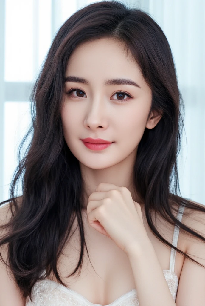 8k, Ultra-high resolution, Highest quality, masterpiece, 三分割法によるphotograph,Surreal, photograph, 1 Girl, (16 years old:1.3), pretty girl, Cute Face, 細部までBeautiful Eyes, 細かくdetailedに,masterpiece,One Girl:1.2,Japanese female announcer,close up,smile,Black Hair,Loose curly hair, (Beautiful attention to detail),Subtle details, detailedな顔, smile,Attractive girl,(女の子のポートレートphotograph:1.4),(Photorealistic images:1.4),Fantasy art,Gray background,(Beautiful Face:1.4),Beautiful and attractive eyes、Beautiful Eyes、(Tight waist:1.4)、(Beautiful girl with perfect body proportions:1.4),Red lips,Looking at the audience,(((Ideal body type))),A-cup small breasts :2,、Portraiture:2、Perfect Anatomy、鮮明なdetailed、detailed,Fashion magazine cover,Thin lips,完璧でBeautiful Face ,完璧でCute Face, Skin with attention to detail, Perfect limbs、Narrow waist,Surreal,Light and shadow,stage lights