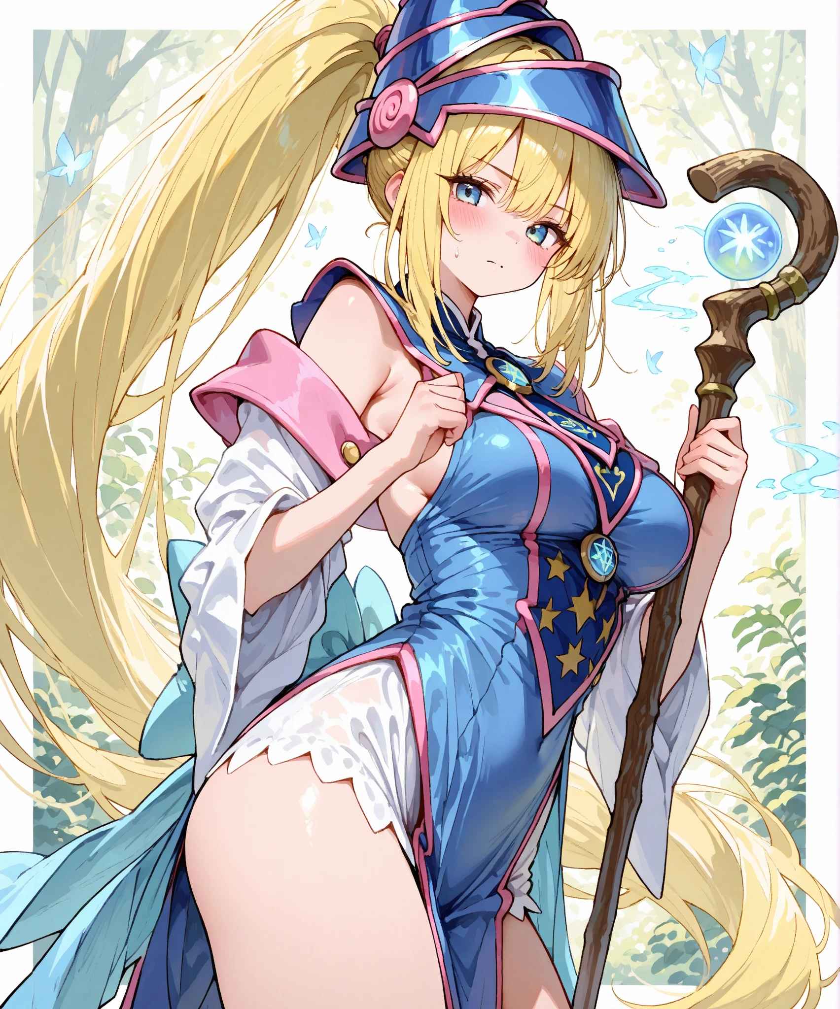 solo, gold hair, pretty, saint, b cup breasts, bouncy chest, blue eyes, detail eyes,  loraeyes, happy, smile, anime, ((Best Quality)), ((Masterpiece Work)), (Detailed), fullbody, nude, all nude, bare foot, white background, standing,