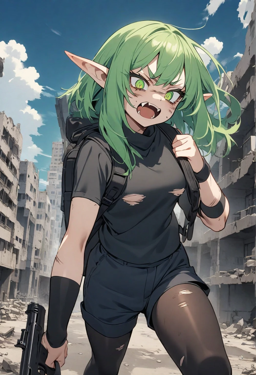 Ultra detail, high resolution, Ultra detailed, Best quality, Amazing, Top quality, Extremely detailed Cg Unity 8K wallpaper, Cinematic lighting, cyber punk perssonage, City view, down town, Look down from the skyscraper, Heavy traffic, Dense buildings, Male cat orc, furry, Shota, A blush on the cute face, Exoskeleton armor, Green fur, Rose-red pupils, Black stockings, Light transmission, Cinematic quality, artist:Ro, artist:Rikose, artist:dagasi, artist:endou okito, artist:mabo. artist:manmosu marimo