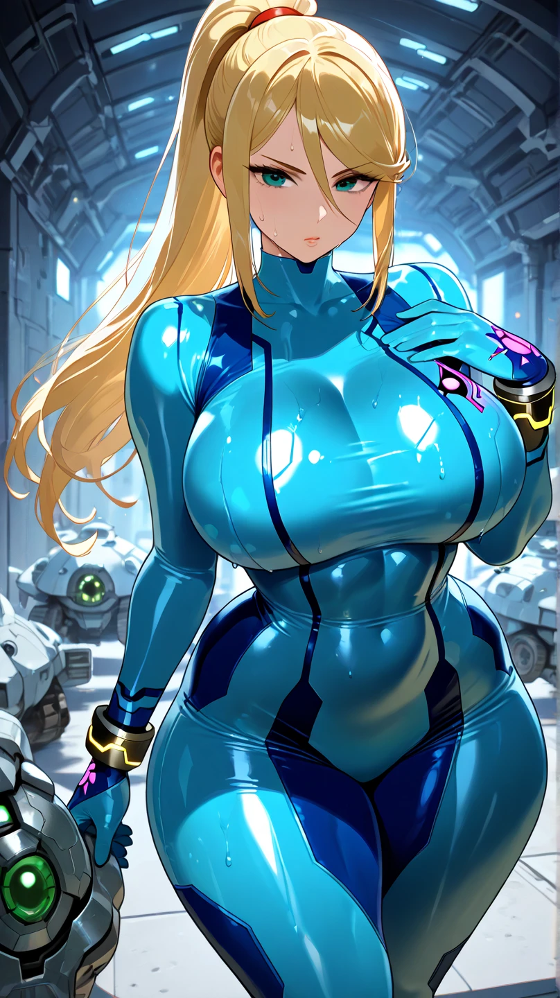 sesy woman huge tits samus amran suit bulge abs