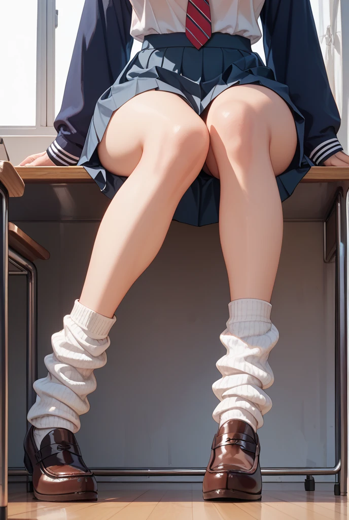 a pretty girl,,Wearing a short white skirt,The look of crouching,Third Person View