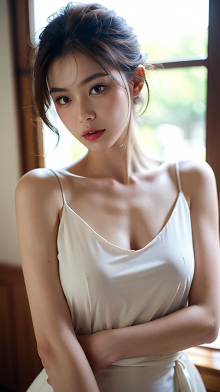 ((armpit pose、Armpit、Detailed armpit wrinkles、Realistic armpit skin、Armpit、showing your whole body、Raise your hands to show your armpits、Glossy armpits、Oiled shiny armpits、Detailed armpit wrinkles:1.4、in a cafe))、Good Hand,8K,Ultra-realistic skin texture、Detailed armpit wrinkles、Glossy armpits、 slimy armpits、showing your whole body、Click here for the front desk、hight resolution, ​masterpiece, best qualtiy, Cap:1.3,((Hasselblad Photos)), (Blonde models), Fine skin details, Sharp Focus, (电影灯光), 鎖骨, morning, Soft lighting, dynamic ungle、[:(Face Details:1.2):0.2]、Armpit wrinkles、A slender、small tits、
quality， tmasterpiece， 超A high resolution， （realisticlying：1.5）， RAW photogr， 1girll， Shoulder， in the darkness nigth， Deep shading， low tune， cold light， Sexy look， short detailed hair，Metamorphosis is exposed ，Naked，Camel toes，no chest cover，（medium breasts⁩：1.5），tight fitted，Metamorphosis is exposed ，（NSFW：8），Exposure of nipple areola,，Hand Cover Cavity