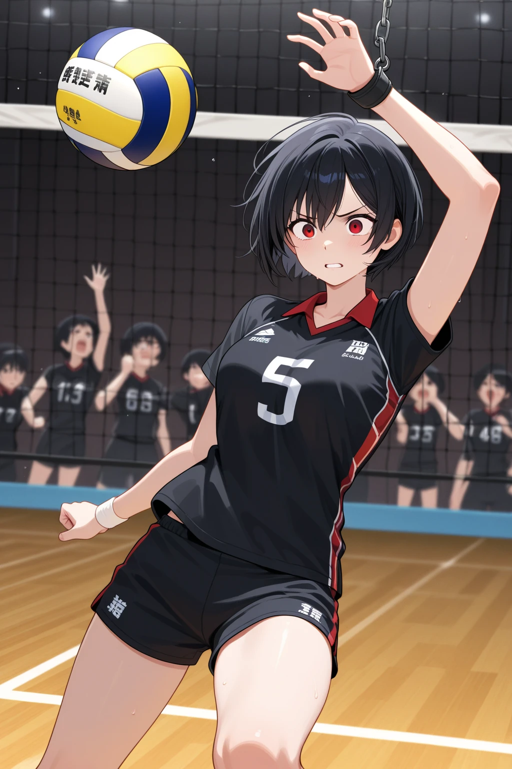 ((velocity)),Attacked by farts, (((Women farting))),(girl farting while stand)),velocity,)(a female volleyball athlete),(wearing a school volleyball player clothes),(her butt facing screen) (long black hair),(Asian woman),(volleyball court ),(masterpiece:1.2、top-quality, best-quality)、(the Extremely Detailed CG Unity 8K Wallpapers、ultra-detailed、Best Shadows)、(Detailed background)、(The best lighting、extremely delicate and beautiful)、depth of fields、1girl in、solo、upward looking gaze、