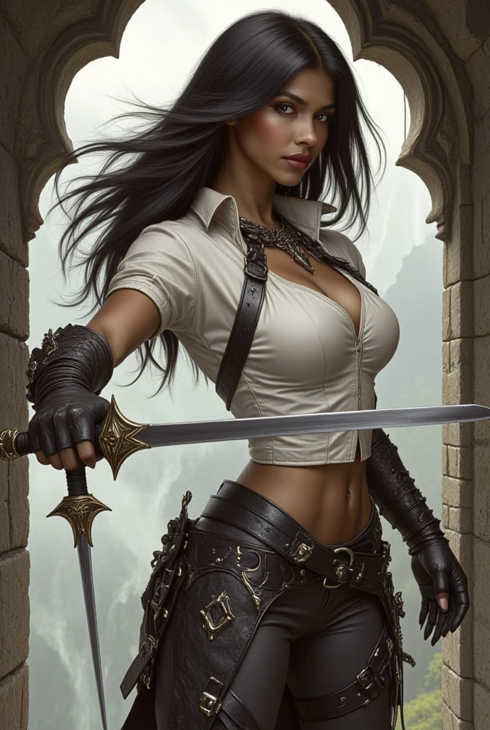 ((realistic:1.5)),((best quality)), ((masterpiece)),((detailed)), (1girl), a beautiful female with sexy business suit, tight mini skirt, thigh-high stockings, high heels, (upper body:1.3), super-wide-angle lens, face focus, toned muscles, long legs, slim thighs, narrow hips, green eyes, short messy hair, long eyelashes, large breasts, cleavage, (detailed face, smile with teeth, beautiful eyes, detailed clothes features, clear background:1.3), night time office background, best shadow, bright details, sharp, perfect composition, Intricate, Sharp focus, dramatic, by Julie Bell, by Olivia De Berardinis, by Luis Royo, by Boris Vallejo
