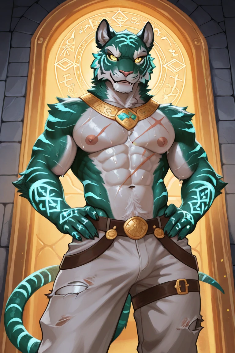 deobaed ???????, Humanity，((金dragon| Golden white | blue eyes)),((一双白色of角))，(gold),（白色of角）,(dragon:1.2),露出白色of肚子, ????????????? the upper body,????,完美of黑眼睛,年轻of,male, of,In the living room,Kanno, 肌肉丰满of,认真of,肌肉发达of身体, 强壮of身体,machismo,((No ornaments，I didn't wear anything on my upper body,Wrap bath towel around lower body),Smile,在家里of客厅中,,hip expansion,Behind is the wardrobe and sofa,tailed eyes，,(water),Pink blush on face，dragon尾巴 ，by bebebebebe, by zackary911