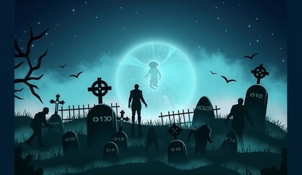 Graveyard, on the beach,  death carrying lantern ethereal attractive ghost woman by his side, in requiem. starry night sky, ground fog, brush style, black and white colors , dramatic lighting , 2 people <lora:setzstyle7:1>