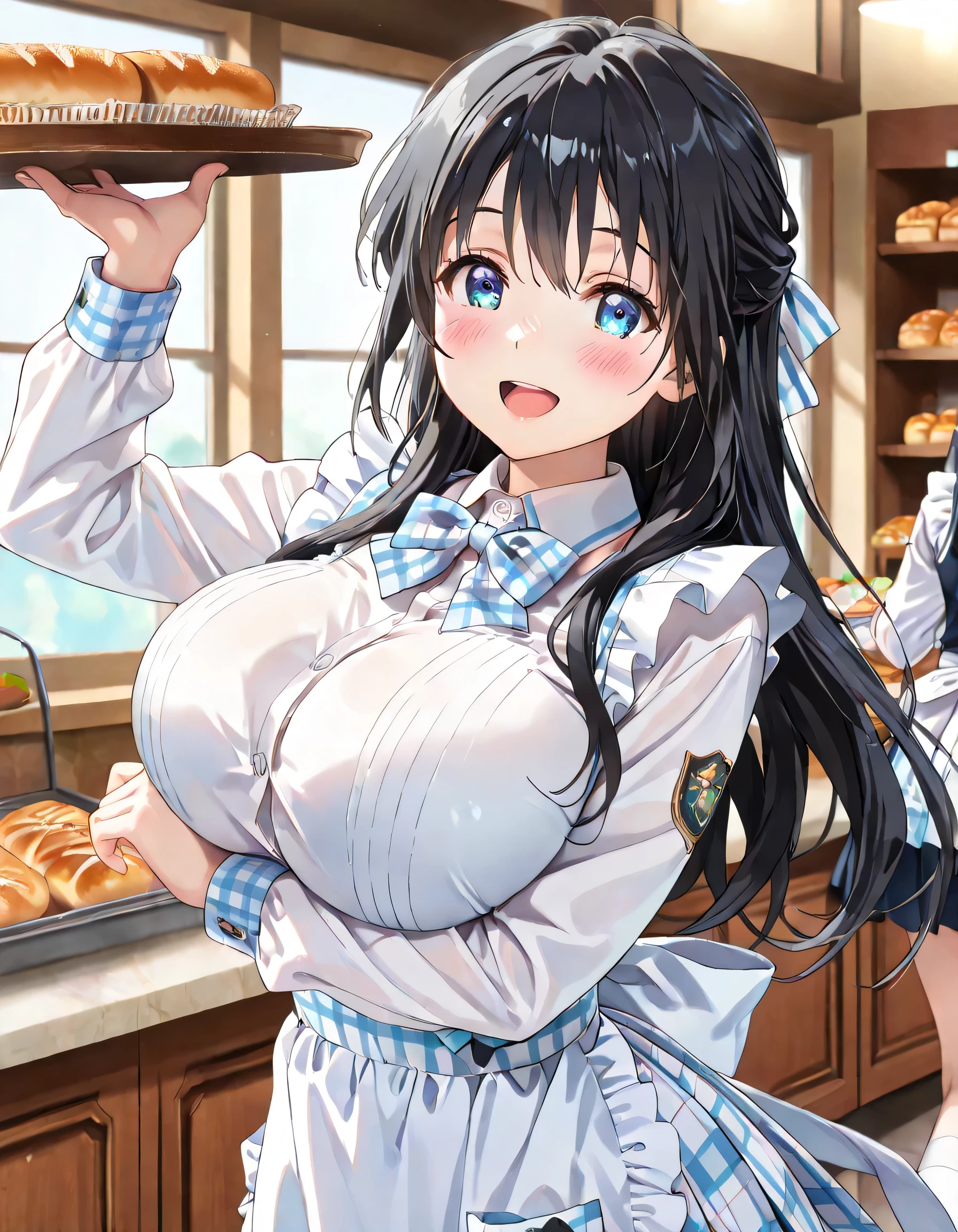 (masterpiece、top-quality: 1.2)、Cowboy Shots、solo、Female 1 Person、ushio、Nervous、looking at viewert、large full breasts:1.9、Ahoge、hospitals、Puffy nipple:1.9、Uniforms、Dripping breast milk:1.7、Deep tray