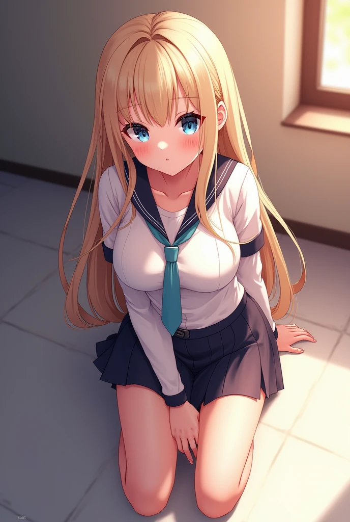 ((masterpiece, Highest quality, High resolution, 超High resolution, Pixel Perfect, Written boundary depth, 4K, RTTX 10.0, Human Development Report))), 1 girl, single, alone, beauty、View the whole body、((blue eyes, Beautiful eyelashes, Realistic eyes)), ((Detailed face, blush:1.2)), ((Smooth texture:0.75, Vibrant质感:0.65, Vibrant:1.1, Anime CG style)), ph_string, sawamura spencer string, One girl, Blonde, blue eyes, , Twin tails, alone, tooth, Long Hair, Open your mouth, Hair Ribbon, locker, Anime Coloring, Parody, Seraphim, blush, Upper Body, bangs, Sweater vest, Black Ribbon,Medium chest, mini skirt,Perfect body, ((black tights)), smile, attractive way to sit, (The wind blows my hair,Expose your breasts、black tights) , It snows heavily at night、(((Showing panties:1.3)))、M-shaped legs:1.8、nswf