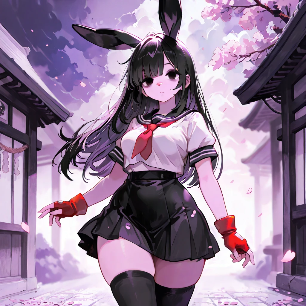 (solo), 1 skinny maid standing, maid dress, nsfw, arms behind back, (swaying back), BREAK, skinny long legs, skinny narrow waist, short torso, (bouncing huge breasts:1.2), cleavage, BREAK, frilled too short black skirt, black thighhighs, stiletto heels, BREAK, sidelocks, BREAK, nose blush, orgasm, nipples turning upward, (excessive pussy juice cascade down between legs), show off thigh gap