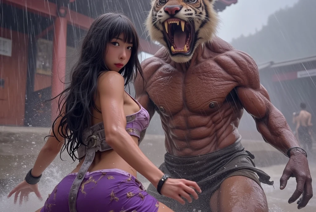 Chica_werewolf cabeza_de_lobo orejas_de_wolf for muscle_crecimiento muscular_piernas grandes_piernas grandes_culo grande_breasts woman abs japanese asia asian kissing kissing_una__chica abrazo