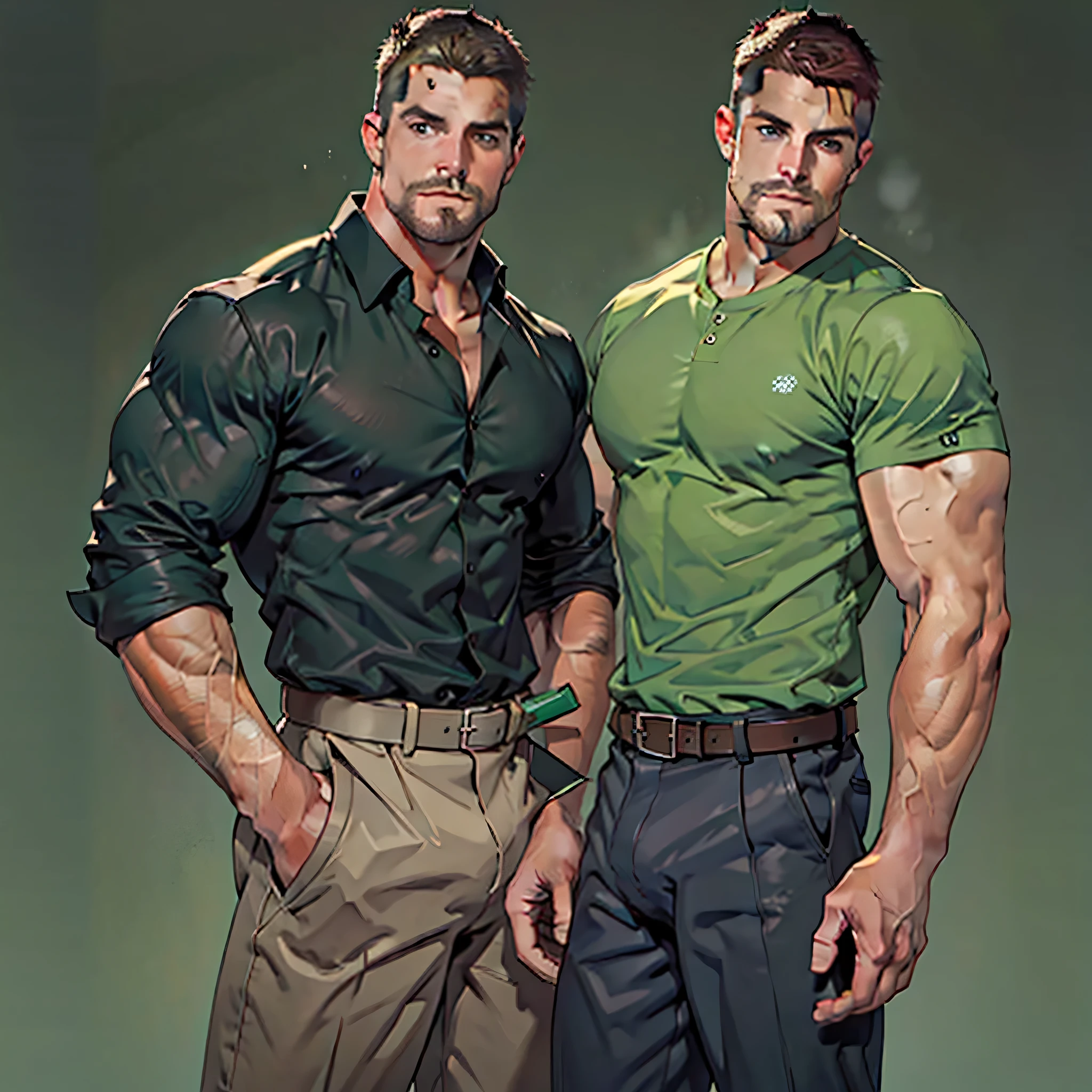 masterpiece, best quality, face, natural eyes, 1man, macho man,hunk and handsome , muscled and mature, stephen amell as a green arrow wearing totally unbuttoned pants, shirtless , showing nipples and privates sweating, tight cloth showing his muscles and bulge , full body , background city at night