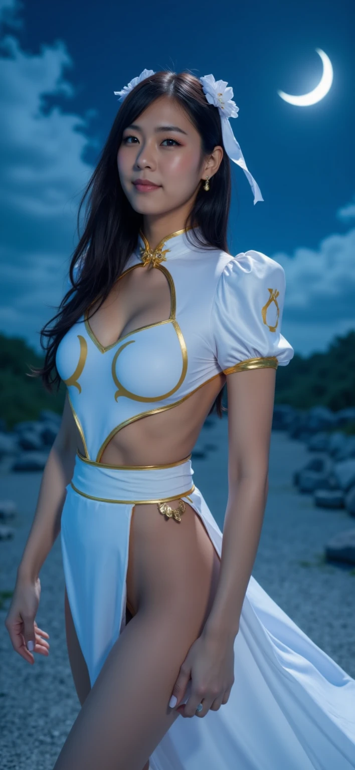 (8k, RAW photo, photorealistic:1.25) ,( lip gloss, eyelashes, glossy side, shiny skin, best quality, ultra high resolution, depth of field, chromatic aberration, caustic, wide light, natural shadow, Kpop idol) Watching the audience with serenity and goddess-like happiness, 1girl, (looking at viewer), (bokeh:1.1), parted lips, expressionless, realistic, arm behind head, tights, pants, skyline, best quality, (photorealistic:1.4), ultra highres, no panties, (full)