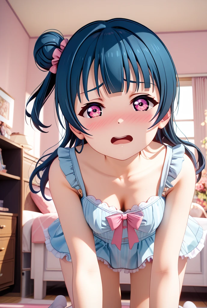(Browsing Caution:1.3)、 ,Pokemon Leak, Hair Clip、(Mint green frilly underwear:1.2)、blue eyes、Watery eye,anger,Feelings of despair,
 ,,,Sweat, weT wiTh Sweat, Shin, all, feet, Five Fingers, Beautiful Hands, 美しいfeet,Healthy Body, alone,, Bedroom,,dim、evening、, thin, No muscles, Perfect body,Normal body,Perfect Vagina,Cement splash,Creampie,Multiple penises