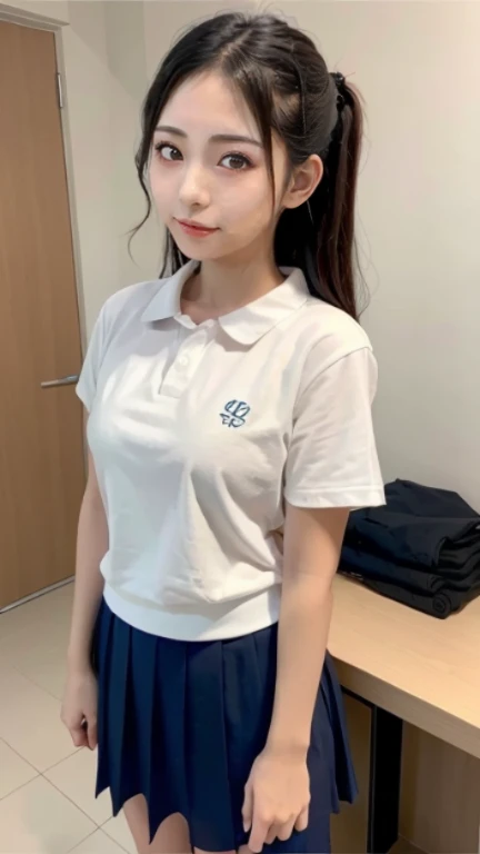 Masterpiece、Realistic、(Japanese women 2 people)、physical education,White polo shirt、Navy blue bloomers、Biting、yuri,Small breasts、Small Ass、19 years old、Young Face