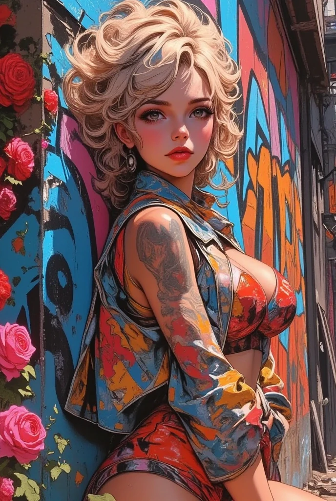 scarlett johansson tattooed, photorealistic, in the streets, UHD, HDR --auto --s2