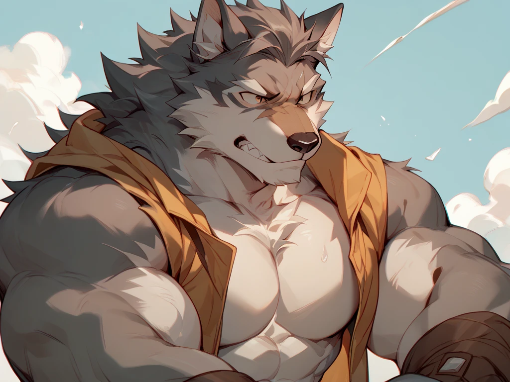 Husky anthropomorphic,muscular werewolf,Furry beasts,furry art，musculature，male people