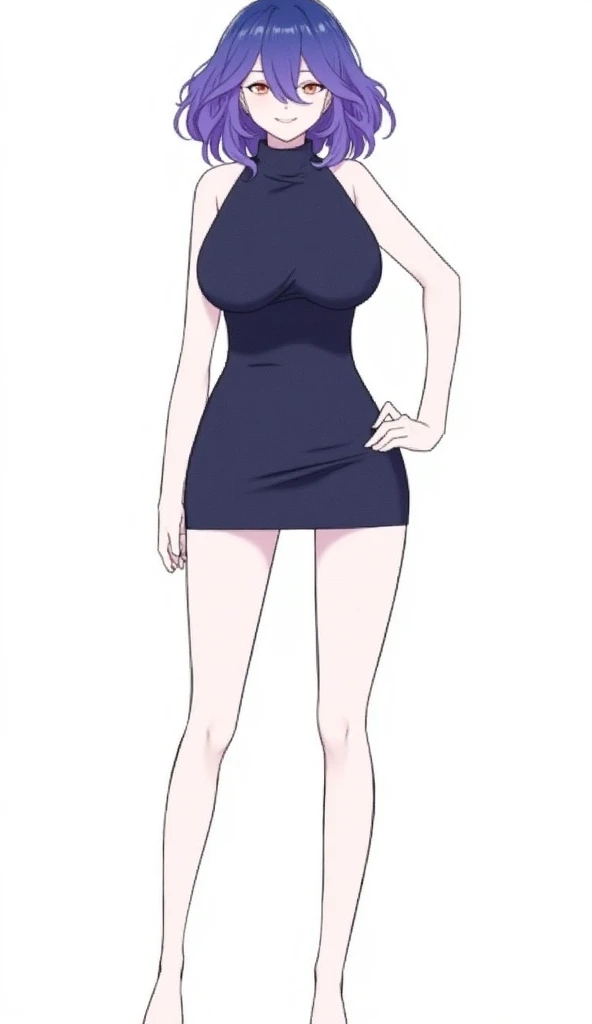 masterpiece, high quality, best quality, 1girl, (muscular:1), muscles, abs, biceps, thighs, obliques, abs lines, naval, thighs, fit, (super gigantic breasts), buffed, (closed mouth, half smile), harukagracia, eyeglasses, white hair, long hair, large breasts, cleavage cutout, clothing cutout, crescent moon earrings, yellow eyes, black dress with white trims, black heels, lipstick, ponytail, makeup, white background, anime screencap, anime key visual, full body <lora:HarukaGracia:1>
