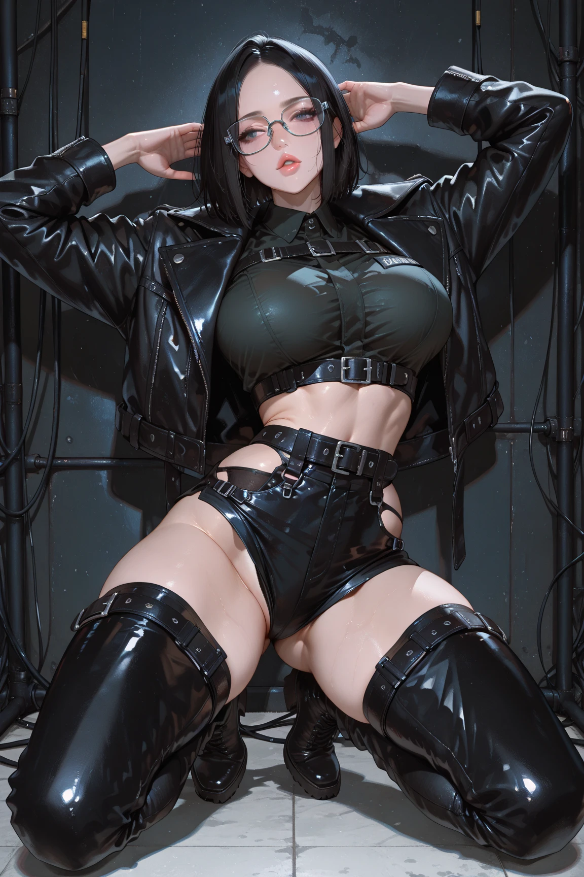 a man is being fucked in the ass by a gorgeous female dominatrix, doggystyle, she's got a gigantic sextoy strap-on that she's dominating his ass with, alternative, provocative, porno, femdom submission, bdsm, fetish, pegging, photograph, 8K, HDR, amazing lighting, close wide-angle lens, sharp, BDSM, bondage, role reversal, power, scene photography