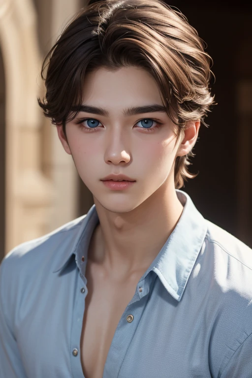 (Best Quality, Realistic), 15 Year Old (1 Boy), Detailed Eyes, Detailed Lips, Brown Hair, Blue Eye,naked,องคชาติใหญ่สมวัย สวนหลังบเานCozy Environment, Soft Lighting, Tranquil Surroundings,เป้าตุง