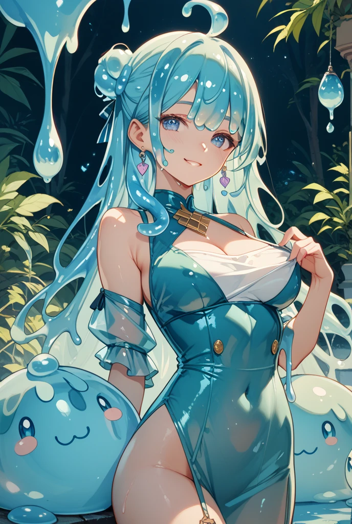 A high school girl whose entire body is covered in slime