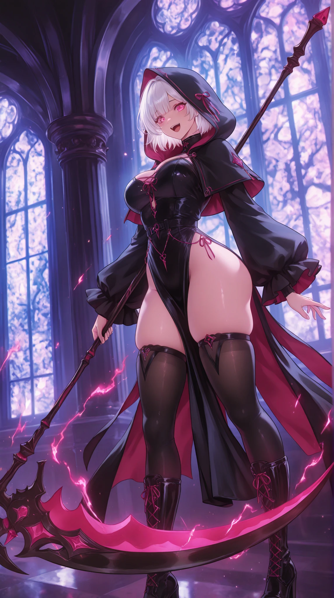 great quality, (1 woman), very focused face, diamond face, perfect eyes, (wearing mage robe), mage robe, strong shadows, full body, detailed face, (casting spell), blue flashes of light, in battle, detailed abs, shinying eyes, (masterpiece), direct light, underlight, strong jaw, (large boobs), massive ass, thick thighs, (long torso), wide waist, skinny torso, fit, perfect face, sexy, (blushing),