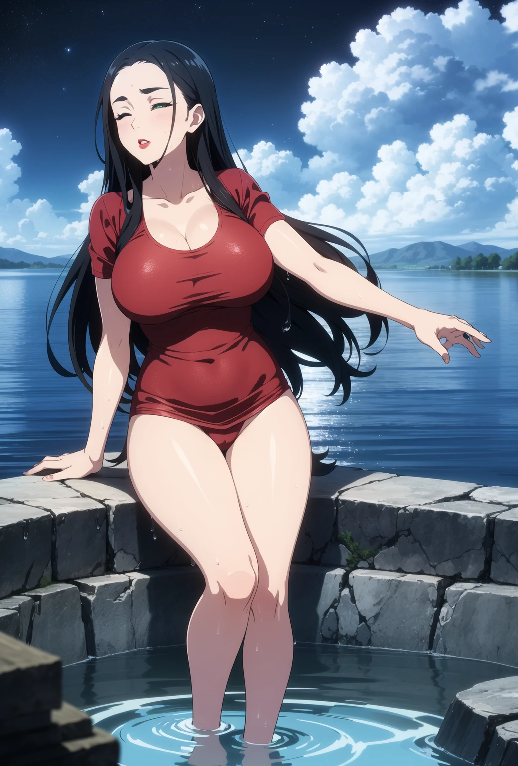 ((masterpiece)),(Highest quality),Official Art,Very detailedなCG,unity 8k wallpaper,Very detailed,Lighthouse on top of a cliff by the sea,One Girl,alone,Up to the knees,(Portraiture:1.2),Cleavage,Long Hair,leather shorts,Brown Hair,jewelry,Bare shoulders,Hoop Earrings,Lace Top Stockings,Crossing your legs,Sexy pose,belly button,Red eyes,Brown eyes,Black Midriff,Large Breasts,Black Hair,Knee-high boots,

