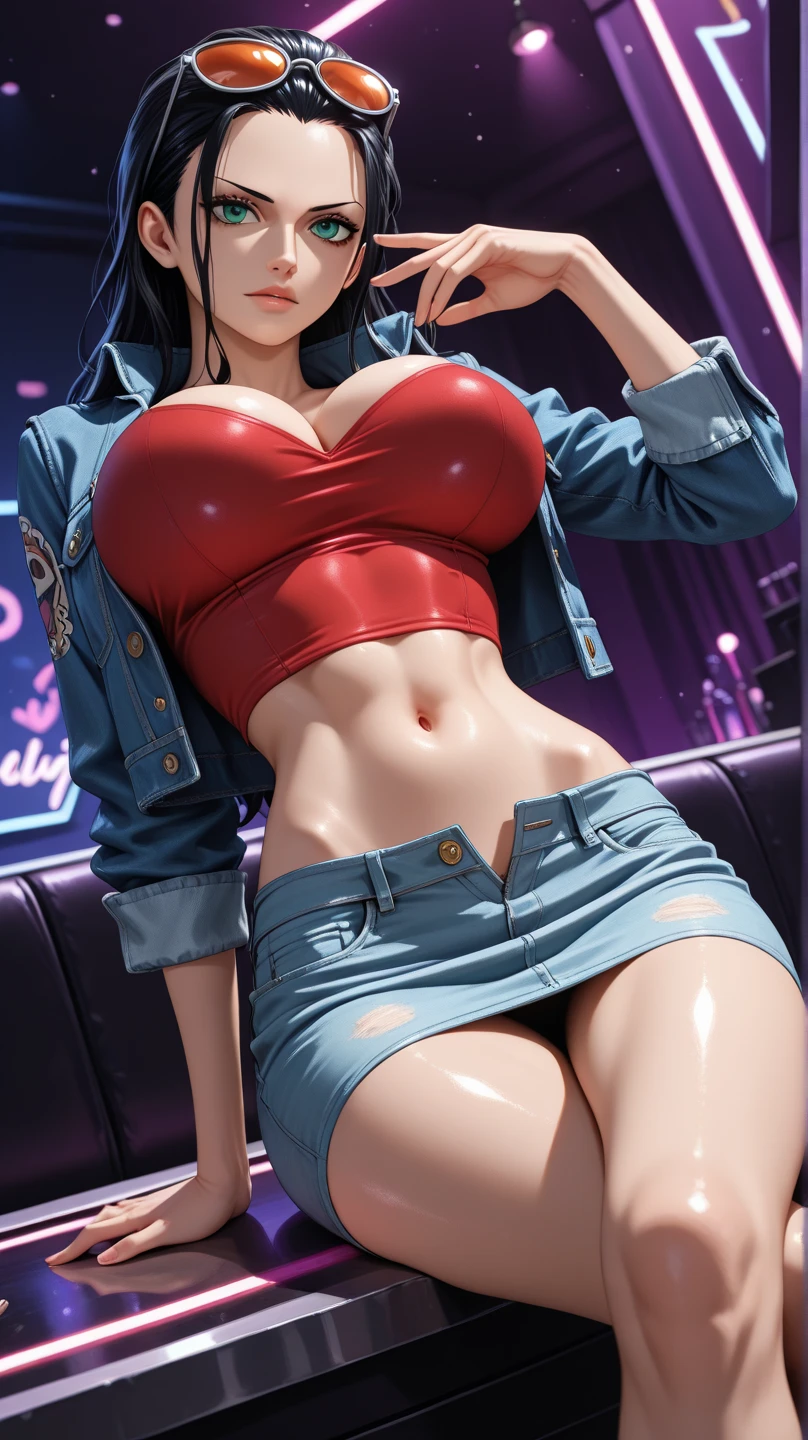 High resolution, woman , good lighting, despicable, , (No nudity), (((jean shorts))), ((sports bra)), (((leather thigh high boots))), (), abdomen only, (wet shorts), , cute face, I'Iは恥ずかしくて赤面します, humiliating, ((sit with legs wide apart)), ((black hair))