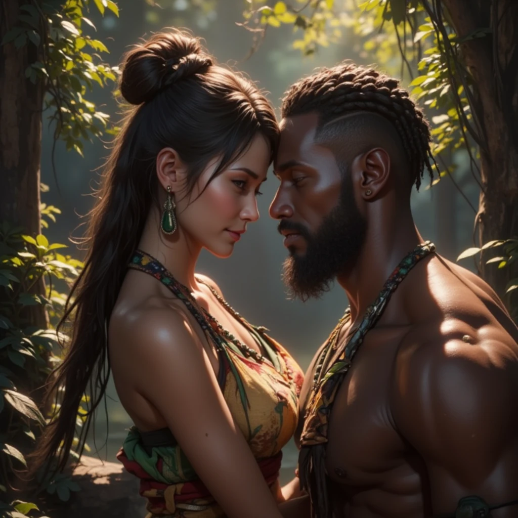 High Master , muscular and bald and shorter Brazilian flutist, both in love