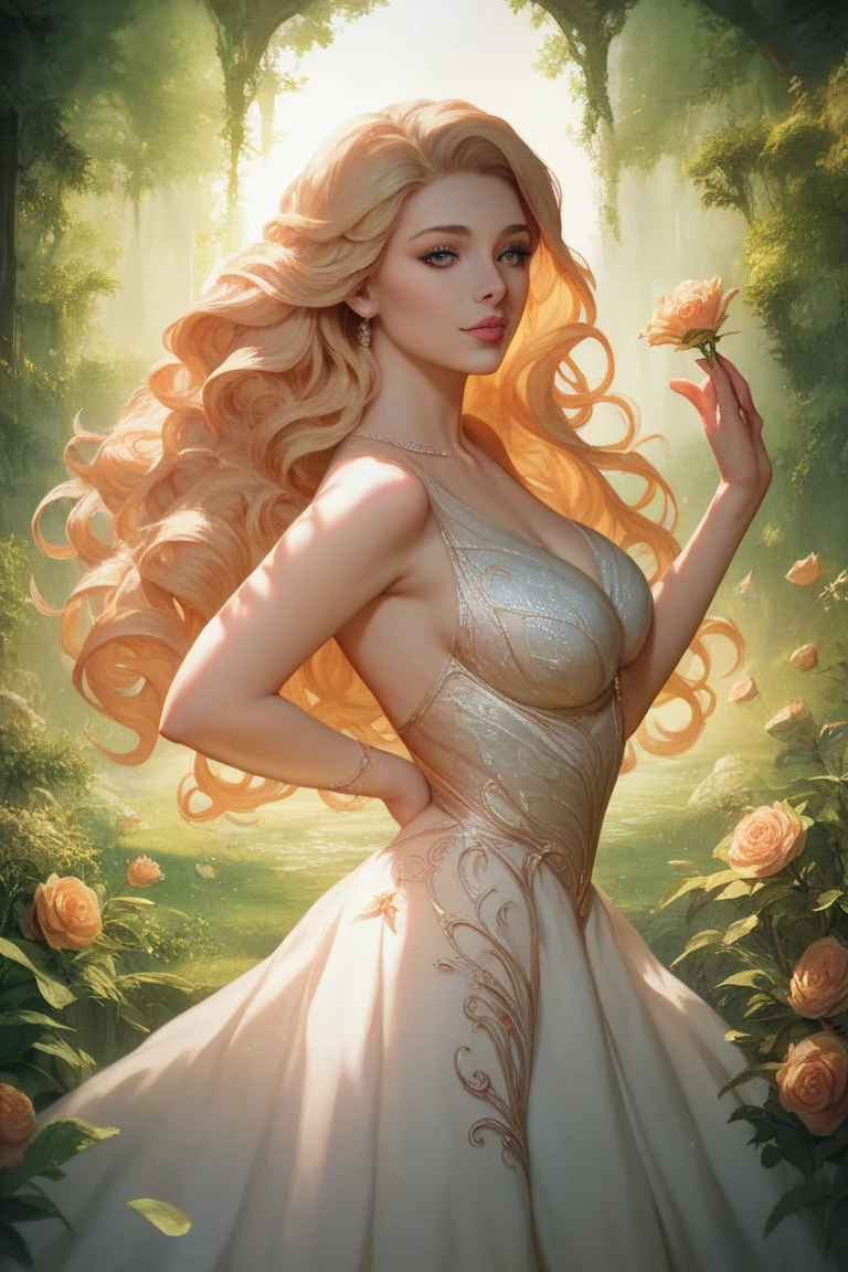 sleeping beauty, blonde hair, flowers, grass, detailed face, beautiful detailed eyes, beautiful detailed lips, extremely detailed facial features, long eyelashes, princess dress, elegant pose, golden light, high quality, intricate details, photorealistic, cinematic lighting, dramatic colors, fantasy art, nsfw, bare breast