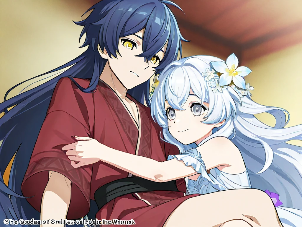 Masterpiece, best quality, very aesthetic, absurdres, create an image of a 2 female anime characters and 1 male character; the heroine, with white long hair, wearing white bikini. the demon lord, with red short hair and horns, wearing red bikini. and the boy, with black short hair, wearing a blue swimming trunk. the boy sits in between both the heroine and demon lord on an outdoor onsen. all depicted in anime comedy shounen art style. shounen anime digital art, expressive shounen anime art, dynamic composition, anime style, highly detailed,
