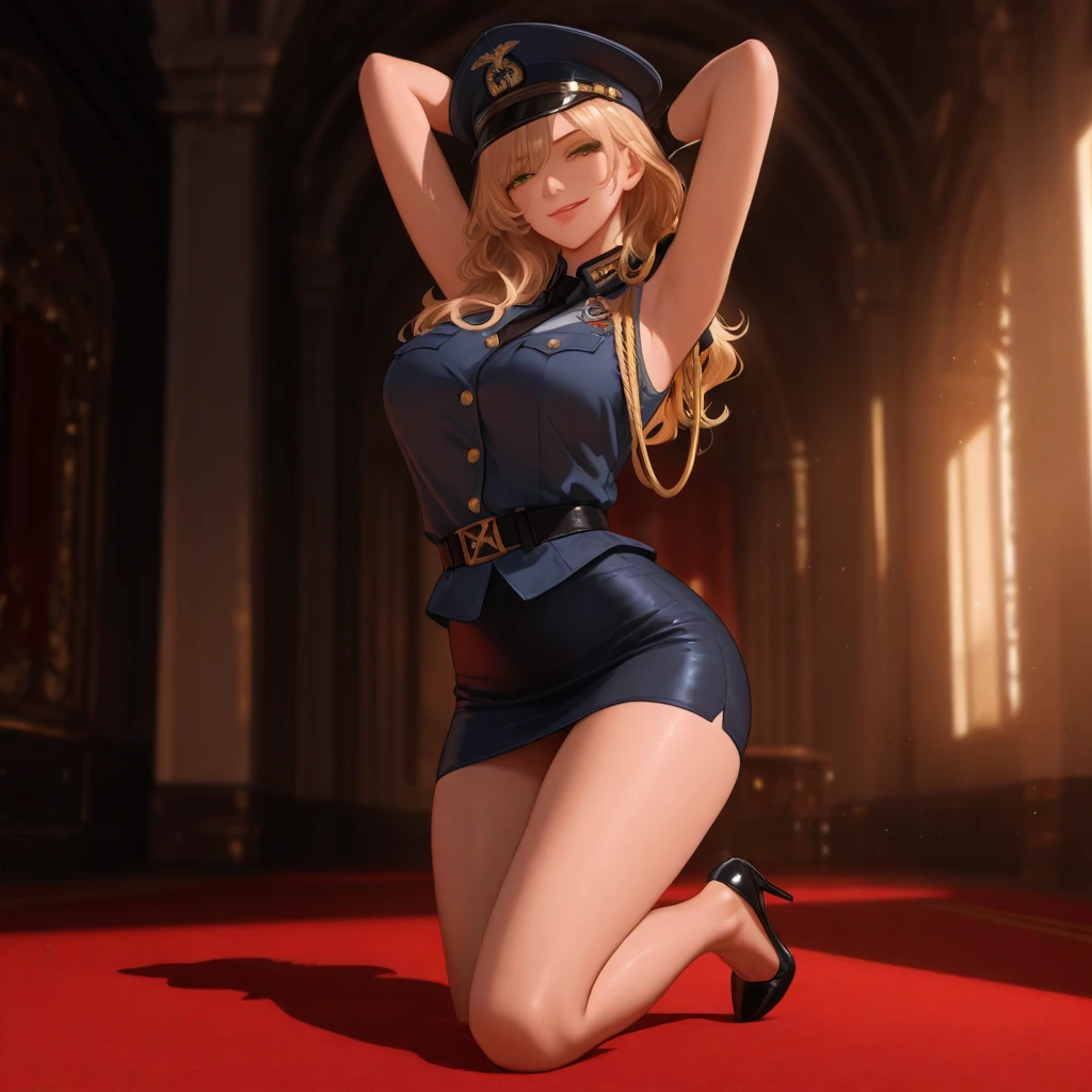 2d, masterpiece, best quality, anime, highly detailed, squatting, 1girl, solo, subaru_suspenders, subaru_suspenders, french braid, blue latex jacket, grey latex shirt, black latex bowtie, star \(symbol\), blue latex shorts, midriff, grey latex headwear, grey latex socks, latex clothing, latex, shiny clothing, shiny, latex jacket, latex suspenders, futa, bulge, futa bulge, bulge in pants, pants bulge, rubber clothing, shiny latex clothes, null bulge, lock bulge, nulge, groin bulge, huge breasts, oiled skin, pumps, pump heelss, sadistic, domme, femdom, bdsm, dungeon, bdsm dungeon, sadistic expression, blushing, sadistic grin, squatting, cum on face, cum on breasts, covered in cum, bukkake, blue jacket, cum on stomach, cum on thighs, cupping hands, presenting cupped hands to viewer, cum in hands, hands full of cum, hands cupped together, cum on stomach, cum on face, (latex), shiny skin \(latex\), hands handcuffed together, (cupped hands), futanari, cock bulge, cock in pants, dildo, dildo squatting, anal, anal dildo, equine penis, equine cock, equine dildo, hard nipples, nipple bulge, nipple bulge under clothes, dildo gag, gagged, ball gag, drooling from gag, cum on face, cum on clothes, dildo in ass, excessive cum, bulge through clothes, cock bulge through clothes,