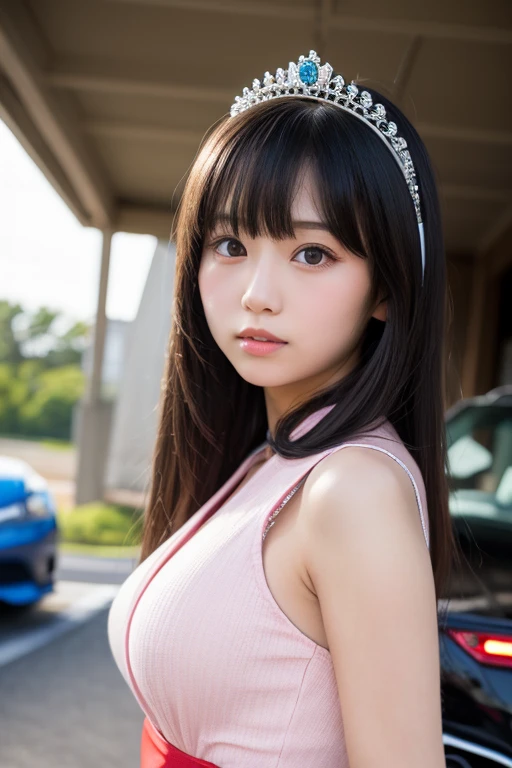 Bunny ears,absurd, super detailed,bright colors,(8k:1.5),Masseter muscle part,very beautiful detailed face and eyes、summer morning,summer country road,25years old,