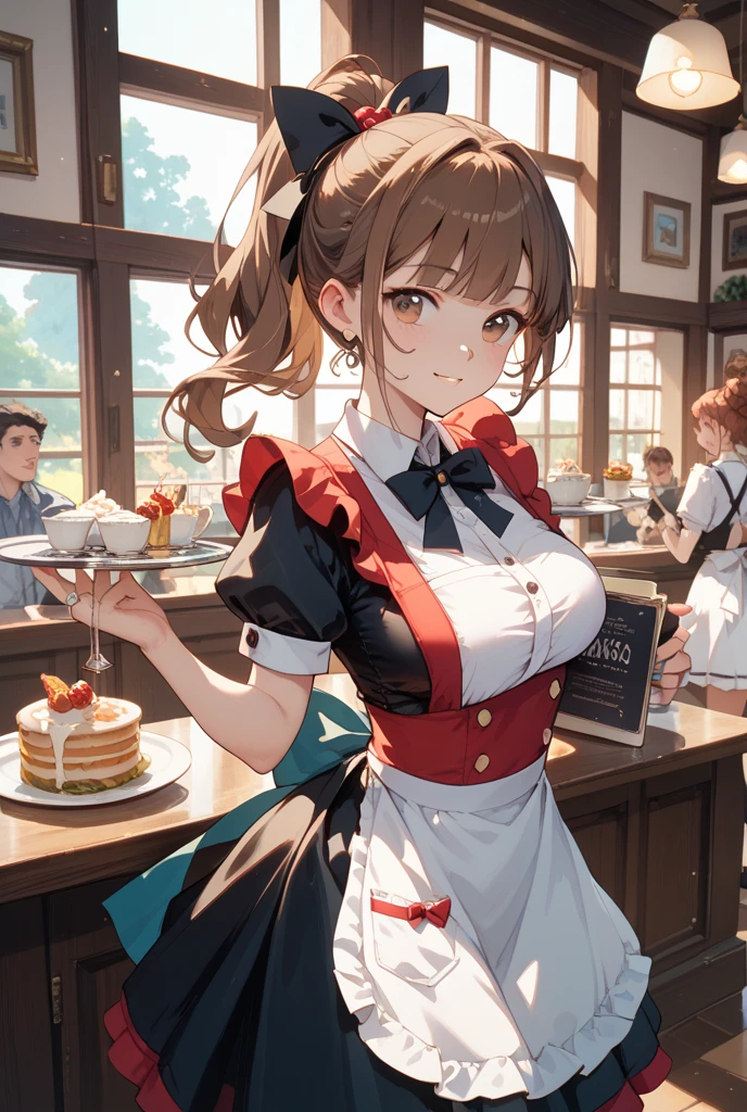 (Photorealistic:1.8, highest quality:1.8,8K masterpiece:1.8,High resolution,Mastepiece:1.8,RAW Photos,Cinematic lighting),No split screen, morning、Classic coffee shop、（23-year-old woman drinking coffee:1.5)、 (Soryu Asuka Langley)、
（choker、secretary uniform、White Shirt、mini skirt、Beautiful ass,Beautiful thighedium chest、Beautiful breasts、Plump nipples）、
Shortcuts、(Beautiful, shining red, blue, white, and brown hair:1.5)、Sparkling Blue Eyes、Fine Lines、Smiling happily