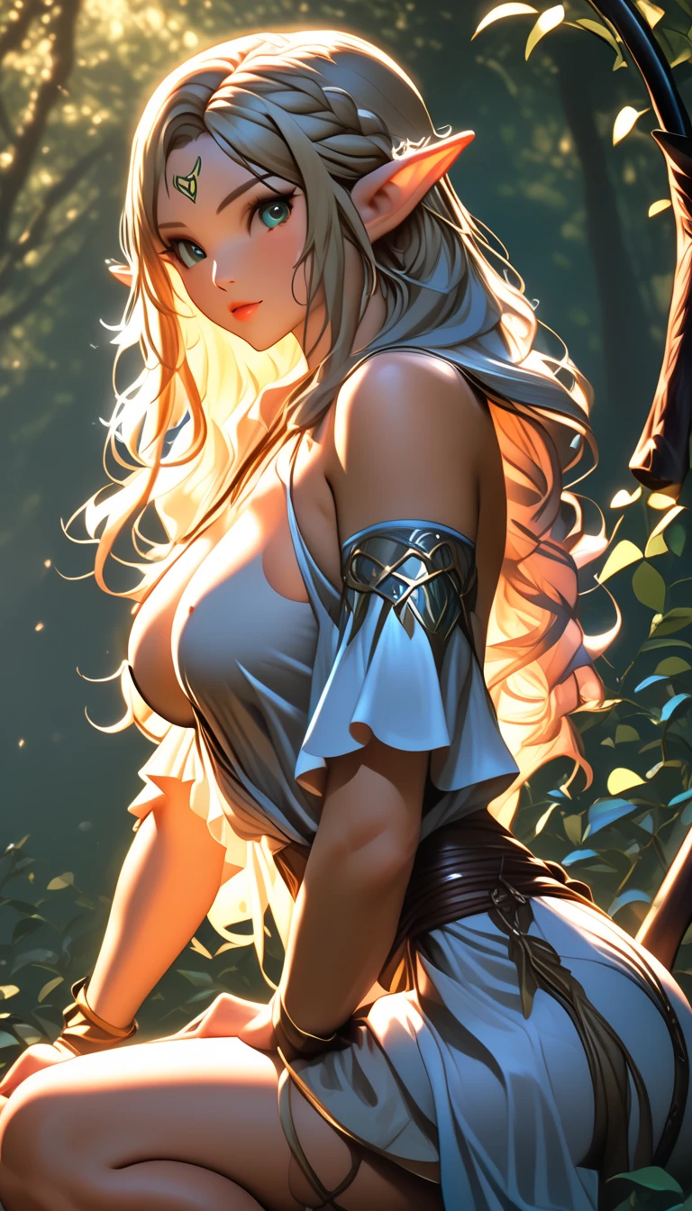 Two names(blast)　elvish　165cm　sky-blue eyes　Blonde longhair　elvish　a blond　The long-haired　Colossal tits　Beautiful breasts
Highest Quality　Highest Quality　an anime girl　Colossal tits　One lady　Is it wrong to seek encounters in the dungeon?　　animesque
